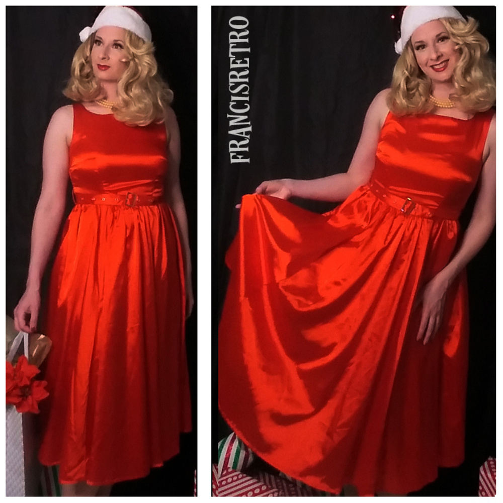 Holiday Party Christmas Shiny Swing Circle Dress